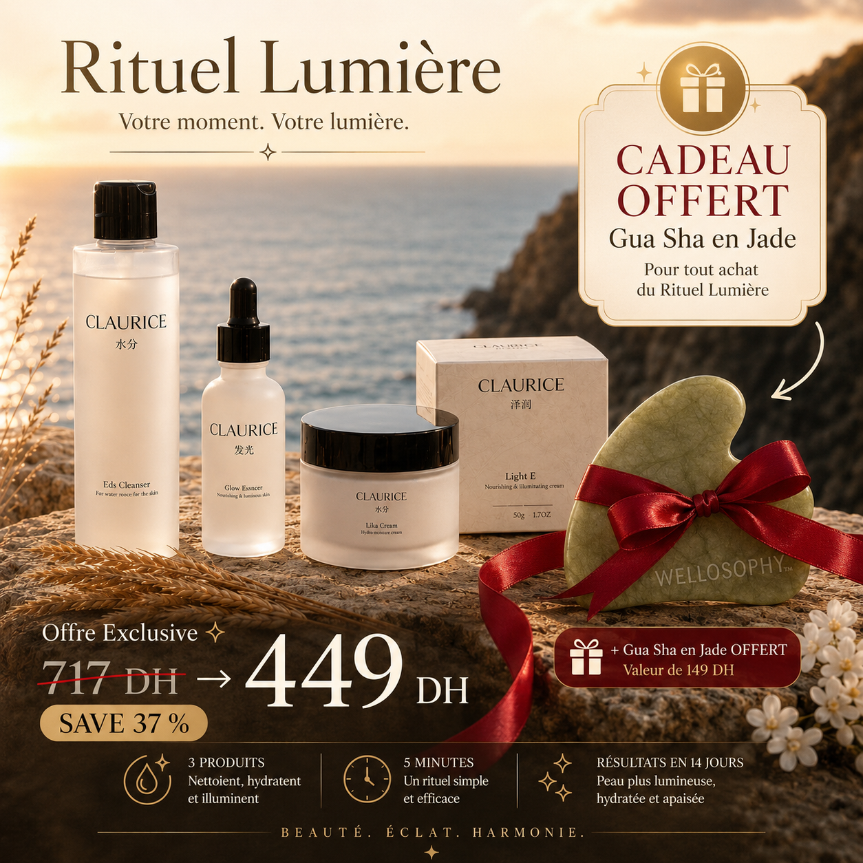 Rituel Lumière — Coffret Skincare 3 Produits au Riz Japonais